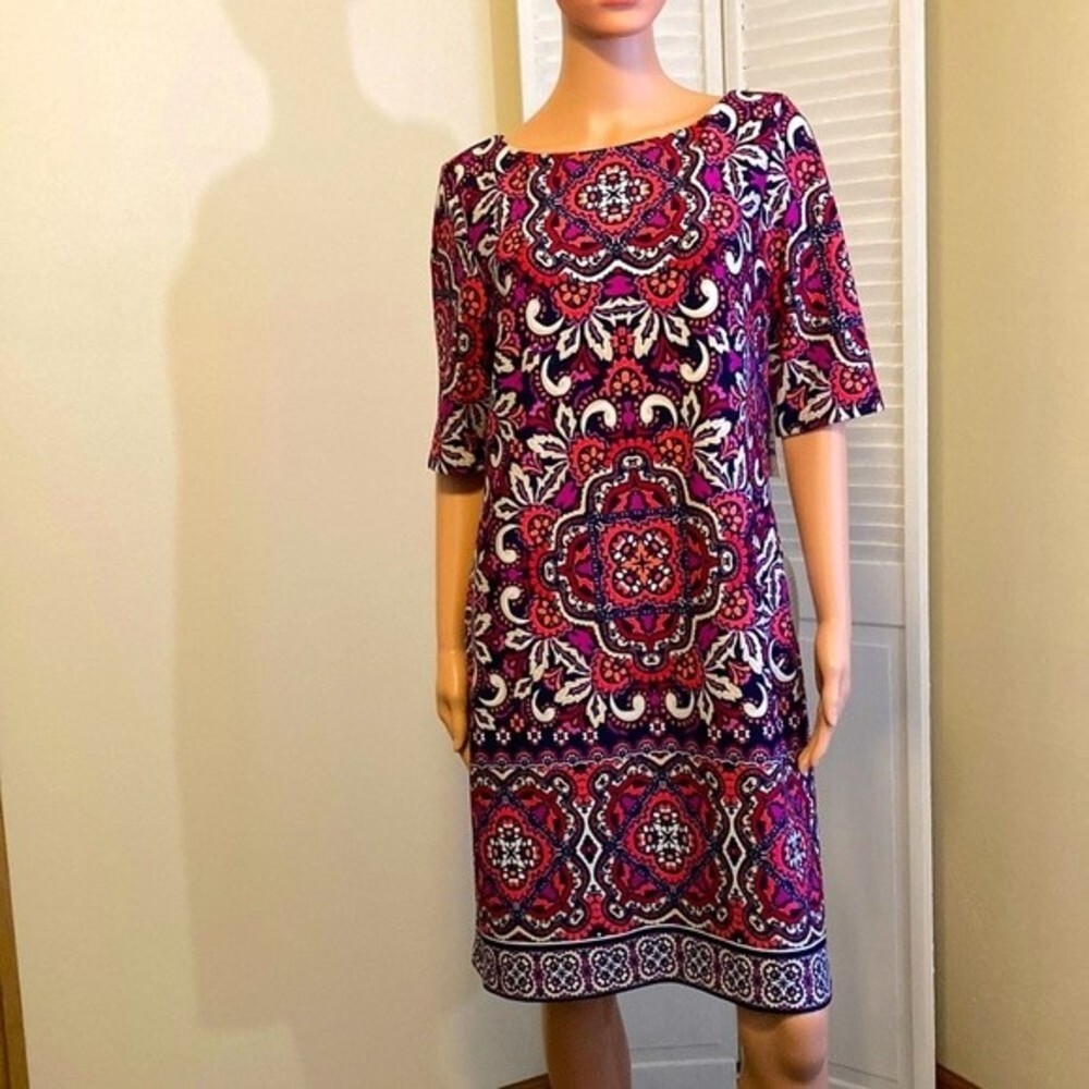 NWT Eliza J womens size 12 paisley short sleeve sheath dress